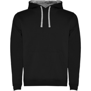Roly Urban gyerek kapucnis pul�ver, Solid black, Marl Grey